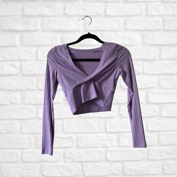 $12 EACH US2 SHEIN PURPLE & WHITE V-NECK LONG SLEEVE - Picture 1 of 4